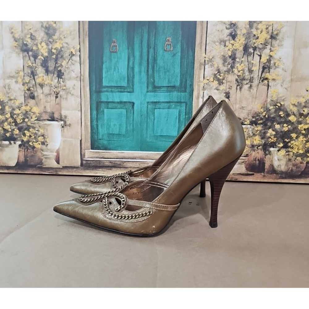 New Bronze Carlos‎ Santana Chainber Platino Heels Size 7.5m 4.25 Heel